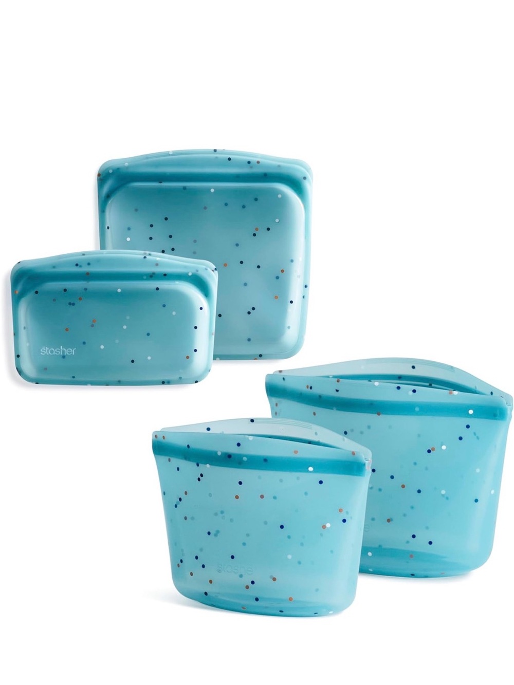 Stasher Reusable Silicone Food Storage Set - Blue Confetti